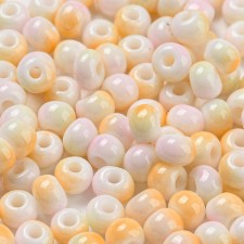 3mm Two-Tone Opaque Glass Seed Beads – Orange Creamsicle, 170pcs/Bag