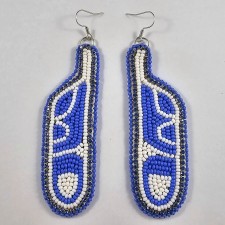 Beaded Blue feather earrings