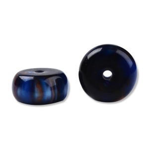 Large Flat Round Resin Beads – Black and Blue