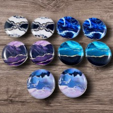 10pcs Acrylic Pour Abstract 1"  Round Epoxy Cabochon Beading Focal Center