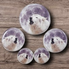 Grey Wolf Epoxy Glitter Cab Set 2", 1.5" and 1"