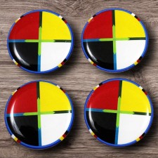 Colour Wheel 4pc 1" Round Epoxy Cabochon Beading Focal Center