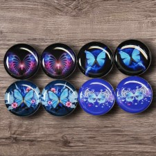 Butterfly Cabochons 8pcs Round Epoxy Cabs Beading Focal Center