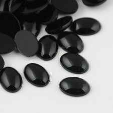 6pc  Jet Black Oval Acrylic Gem 25x18mm