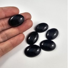 Jet Black Oval Acrylic Flatback Cabochon Cab Gem 25x18mm 6pc