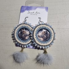 Beaded Wolf Earrings