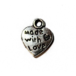 10pc Made With Love Charms ~ Double Sided 12x10mm