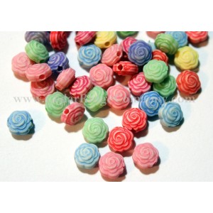 Acrylic Rose Flower Beads 7mm Assorted Pastel (Pack of 50)