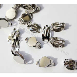 Earring Clip On 15x10mm - Silver (Pack of 10)