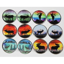 Moose and Elk 12pcs One Inch Round Epoxy Cabochon Beading Focal Center