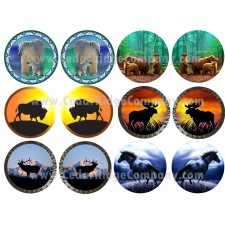 Mixed Animal - One Inch Round Cab Set of 12