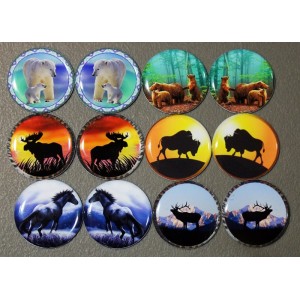 Mixed Animal - One Inch Round Cab Set of 12