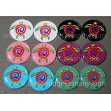 Tribal Turtles - 1 inch Round Cab set of 12