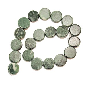 Green Marble Natural 21-22mm flat round (15" Strand)