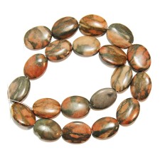 Natural Canyon Marble Beads 21-22mm flat Oval (15" Strand)