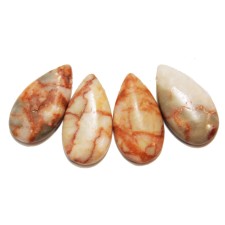Natural Red Line Marble Beads Pendant Puff Tear Drop 26x14mm (Pack of 4)