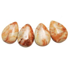 Natural Red Line Marble Beads Pendant Puff Tear Drop 26x18mm (Pack of 4)