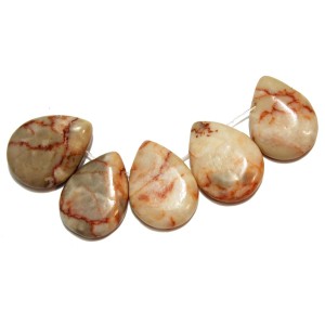 Red Line Marble Puff Tear Drop 24x18mm (Pack of 5)