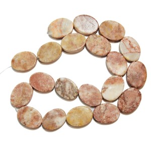 Red Line Marble Flat Oval 15-16mm (Approx. 25pcs)