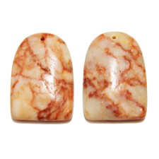 Red Line Marble Half Round 24x18mm (2pcs)