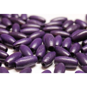 Wood Oval Beads 15mmx7mm - Purple (Pack 50g approx 200pcs)