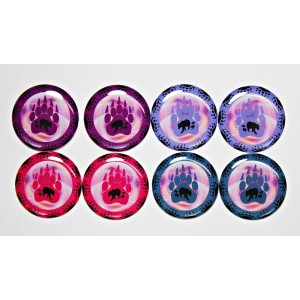 Bear Family in Paws - One Inch Round Cab Set of 8