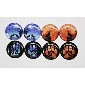 Wolf and Paw Matchig Paw Set - 1 Inch Round Cab set of 8