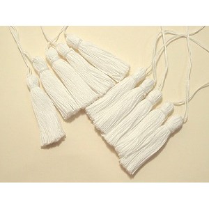 100% Cotton Tassels 2 Inch - White pack of 10