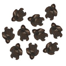 Acrylic Turtle Beads 18mm x 15mm - Brown (Pack of 10)