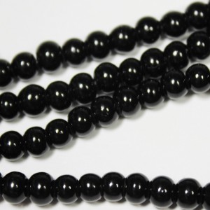 4mm Round Glass Pearl Imitation Beads Black 32" Strand