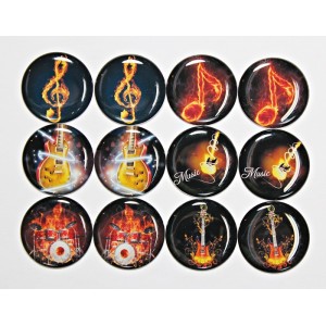 Music Lovers - One Inch Round Cab Set of 12