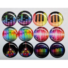 Music Lovers 2 12pcs One Inch Round Epoxy Cabochon Beading Focal Center