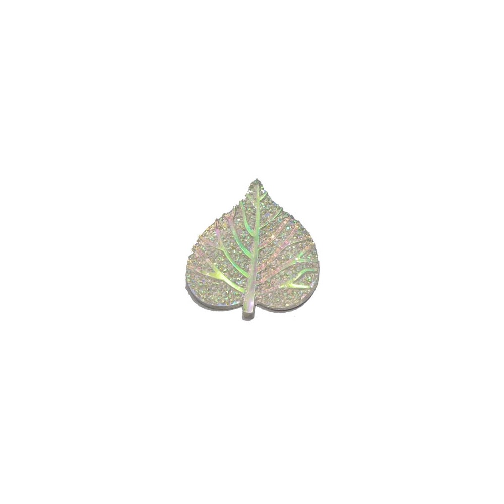 Resin  Embellishments Leaf - Silver AB 40x34mm