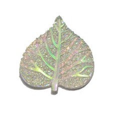 AB White Leaf Resin Flatback Embellishments 2pcs 40x34mm