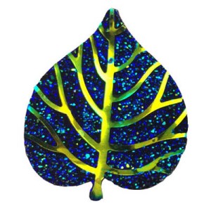 Resin  Embellishments Leaf - Color Peacock AB 40x34mm