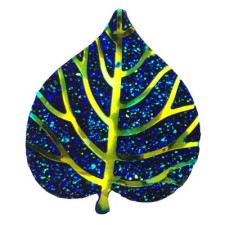 AB Blue Leaf Resin Flatback Embellishments 2pcs 40x34mm