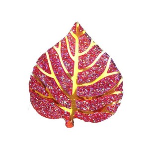 Resin  Embellishments Leaf - Color Red AB 40x34mm