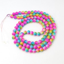Bubble Gum/Cotton Candy Marbled Glass Beads - 8mm Round