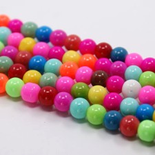 8mm Round Glass - Bubble Gum Mix - 16 Inch Strand