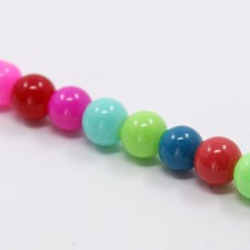 8mm Round Glass - Bubble Gum Mix - 16 Inch Strand