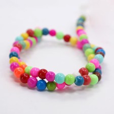 8mm Round Glass - Bubble Gum Mix - 16 Inch Strand