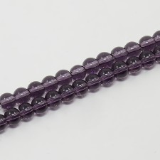 4mm Round Glass - Transparent Amethyst - 13" Strand