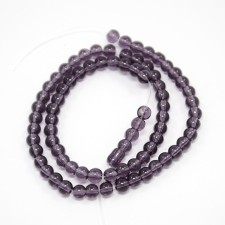 4mm Round Glass - Transparent Amethyst - 13" Strand