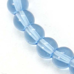 4mm Round Glass - Transparent Powder Blue - 13" Strand