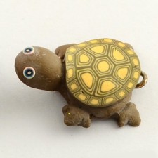 Handmade Polymer Clay Brown Turtle Pendant - 25mm x 20mm x 10mm
