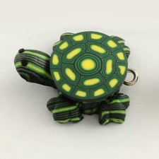 Handmade Polymer Clay Green Turtle Pendant - 25mm x 20mm x 10mm
