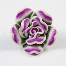 2pc Handmade Polymer Clay Fimo Flower Large Bead Focal Flatback - 30-32mm x 13mm