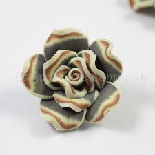 2pc Handmade Polymer Clay Fimo Flower Large Bead Focal Flatback - 30-32mm x 13mm