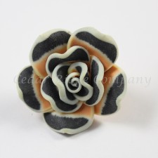 2pc Handmade Polymer Clay Fimo Flower Large Bead Focal Flatback - 30-32mm x 13mm