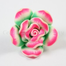 2pc Handmade Polymer Clay Fimo Flower Large Bead Focal Flatback - 30-32mm x 13mm